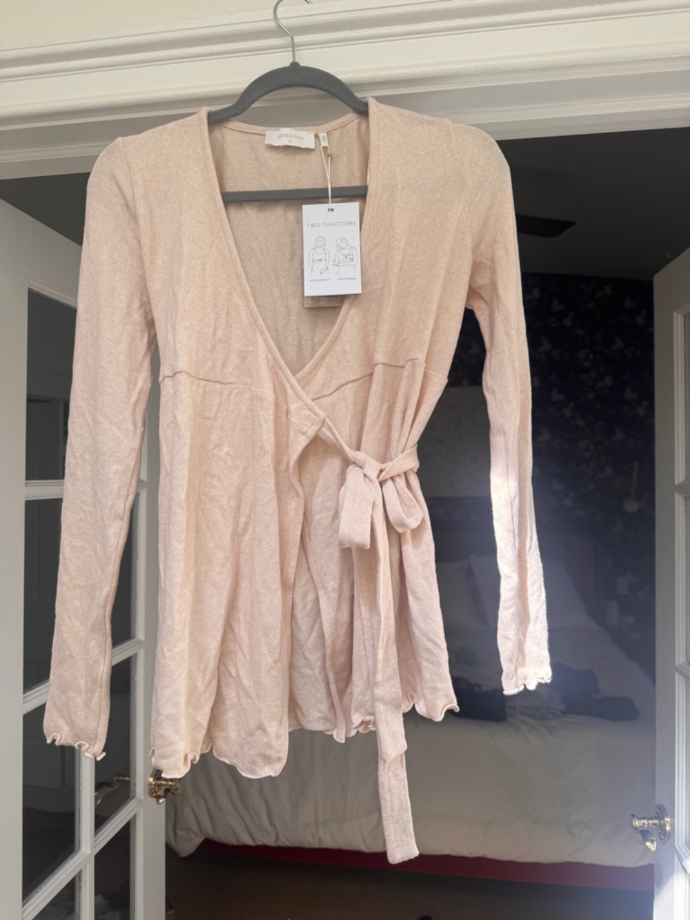 ASOS Mamalicious Maternity supersoft wrap top in heathered cream - XS - NWT